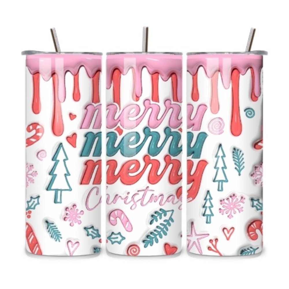 Merry Christmas Drip 20oz Stainless Steel Tumbler